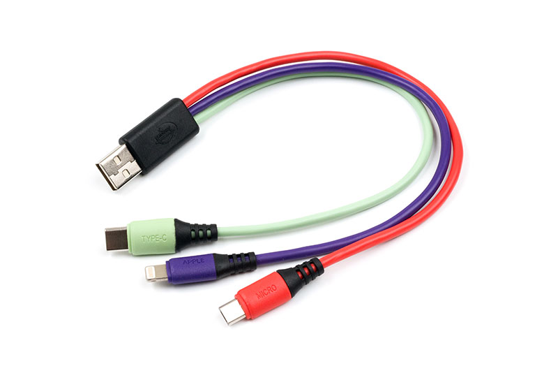 USB-A TO USB-C, USB MICRO-B, LIGHTNING, USB 2.0